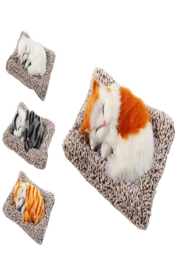 KACHKIT Sleeping Cat Plush Toy with Press Simulation Sound, Sleeping Cat Stuffed Animal Fur Soft Toys with Sound for Kids Car Dashboard Cat & Office Desk, (PCS-1). - Image 1